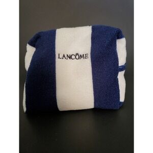 Lancome Makeup Bag Travel Navy Blue/White Soft Sided Microfiber Zipper